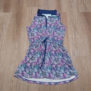 Floral Print Sleeveless Mini Dress with Navy Accents